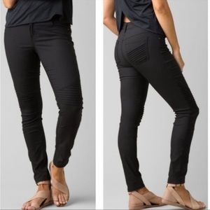 Prana Brenna Ruched Moto Jeggings‎ Black Stretch Size 4